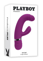 Load image into Gallery viewer, Playboy Tap That Rechargeable Silicone Vibrator with Clitoral Stimulator - Purple
