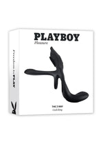Load image into Gallery viewer, Playboy The 3 Way Rechargeable Silicone Cock Ring - Black

