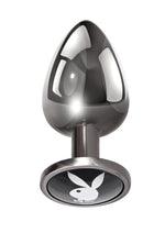 Load image into Gallery viewer, Playboy Tux Metal Anal Plug - Black/Metal - Large
