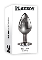 Load image into Gallery viewer, Playboy Tux Metal Anal Plug - Black/Metal - Large
