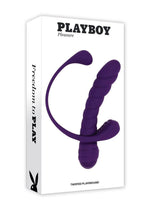 Load image into Gallery viewer, Playboy Twisted Playground Rechargeable Silicone Dual Vibrator with Detachable C-Ring Anal Tail - Purple
