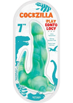 Load image into Gallery viewer, Playeontology Cockzilla Silicone Dildo with Suction Cup - Teal - 7in