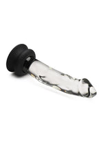 Load image into Gallery viewer, Pleasure Crystals Glass Dildo with Silicone Base - Black/Clear - 7.6in
