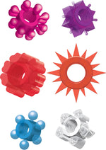 Load image into Gallery viewer, Pleasure Stars Jelly Cock Rings - Assorted Colors - 6 Pack
