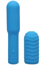 Load image into Gallery viewer, Pocket Rocket Elite Silicone Rechargeable Mini Vibrator with Removable Sleeve - Blue/Sky Blue
