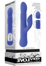 Load image into Gallery viewer, Pop Goes The O Rechargeable Silicone Triple Motor Thrusting Rabbit Vibrator - Blue

