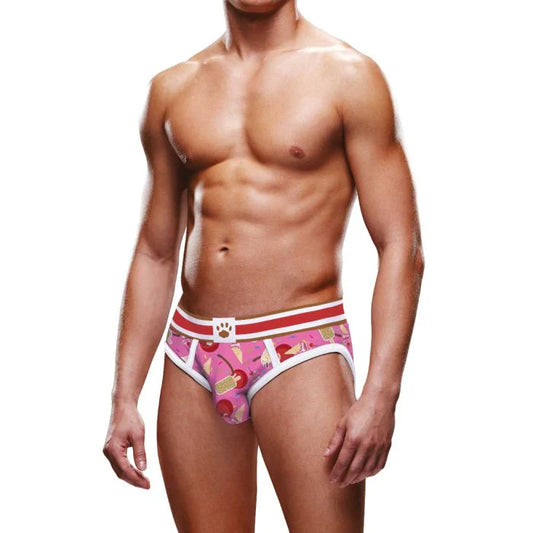 Photo of a model wearing the Prowler Ice Cream Open Briefs (pink).