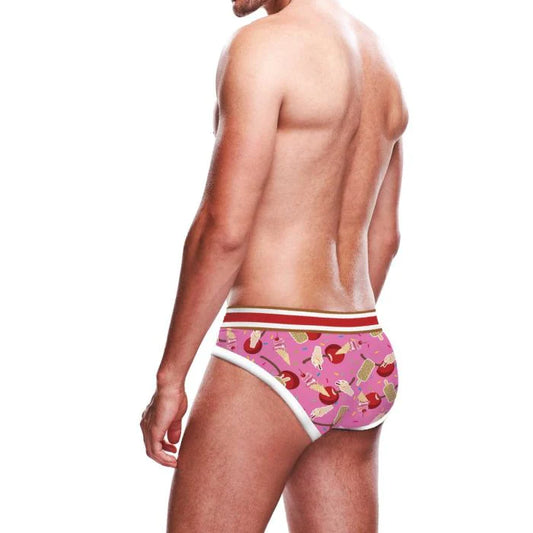 Photo of the back of a model wearing the Prowler Ice Cream Brief (pink).