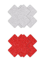 Load image into Gallery viewer, Pretty Pasties Glitter Cross - Red/Silver
