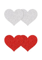 Load image into Gallery viewer, Pretty Pasties Glitter Hearts - Red/Silver
