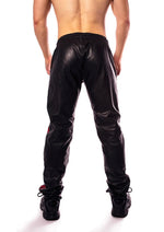 Load image into Gallery viewer, Prowler Red Leather Joggers - Black/Red - Small