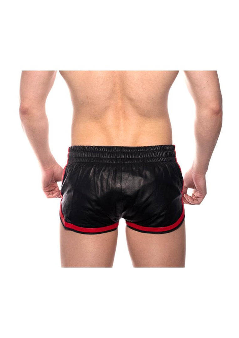 Prowler Red Leather Sport Shorts - Black/Red - Small