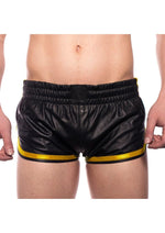 Load image into Gallery viewer, Prowler Red Leather Sport Shorts - Black/Yellow - XSmall