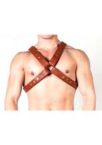 Load image into Gallery viewer, Prowler Red X Chest Harness - XXLarge - Brown/Brass - Brown/Metal - XXLarge