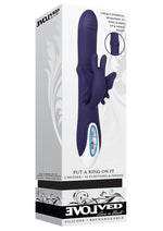 Load image into Gallery viewer, Put A Ring On It Rechargeable Silicone Vibrator with Sliding Shaft Ring - Purple
