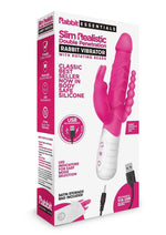 Load image into Gallery viewer, Rabbit Essentials Silicone Rechargeable Slim Realistic Double Penetration Rabbit Vibrator - Hot Pink/Pink
