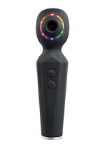 Load image into Gallery viewer, Rainbow Sucker Rechargeable Silicone Wand Vibrator - Black/Multicolor

