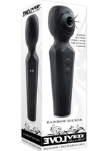 Load image into Gallery viewer, Rainbow Sucker Rechargeable Silicone Wand Vibrator - Black/Multicolor
