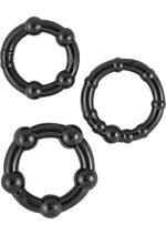 Load image into Gallery viewer, Ram Beaded Cock Rings - Black - 3 Pack
