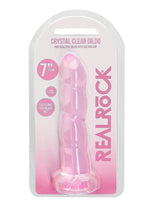 Load image into Gallery viewer, Realrock Crystal Clear Non Realistic Dildo with Suction Cup - Clear/Pink - 7in
