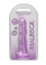 Load image into Gallery viewer, Realrock Crystal Clear Non Realistic Dildo with Suction Cup - Clear/Purple - 7in
