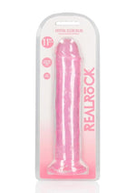 Load image into Gallery viewer, Realrock Crystal Clear Straight No Balls Dildo - Clear/Pink - 11in

