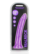 Load image into Gallery viewer, Realrock Slim Glow In The Dark Dildo with Suction Cup - Glow In The Dark/Purple - 10in
