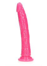 Load image into Gallery viewer, Realrock Slim Glow In The Dark Dildo with Suction Cup - Glow In The Dark/Pink - 11in
