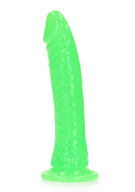 Load image into Gallery viewer, Realrock Slim Glow In The Dark Dildo with Suction Cup - Glow In The Dark/Green - 7in
