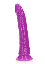 Load image into Gallery viewer, Realrock Slim Glow In The Dark Dildo with Suction Cup - Glow In The Dark/Purple - 7in
