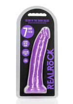 Load image into Gallery viewer, Realrock Slim Glow In The Dark Dildo with Suction Cup - Glow In The Dark/Purple - 7in
