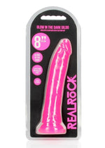 Load image into Gallery viewer, Realrock Slim Glow In The Dark Dildo with Suction Cup - Glow In The Dark/Pink - 8in
