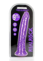 Load image into Gallery viewer, Realrock Slim Glow In The Dark Dildo with Suction Cup - Glow In The Dark/Purple - 9in
