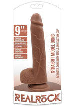 Load image into Gallery viewer, Realrock Straight Realistic Dildo with Balls and Suction Cup - Caramel - 9in
