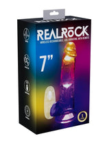 Load image into Gallery viewer, Realrock Vibrating Led Wireless Rechargeable Remote Control Cock with Balls - Clear - 7in
