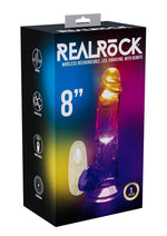 Load image into Gallery viewer, Realrock Vibrating Led Wireless Rechargeable Remote Control Cock with Balls - Clear - 8in
