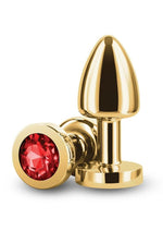 Load image into Gallery viewer, Rear Assets Aluminum Anal Plug - Petite - Gold/Metal/Red - XSmall
