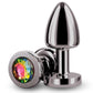 Rear Assets Aluminum Anal Plug - Petite - Grey/Gun Metal/Metal/Multicolor/Rainbow - XSmall