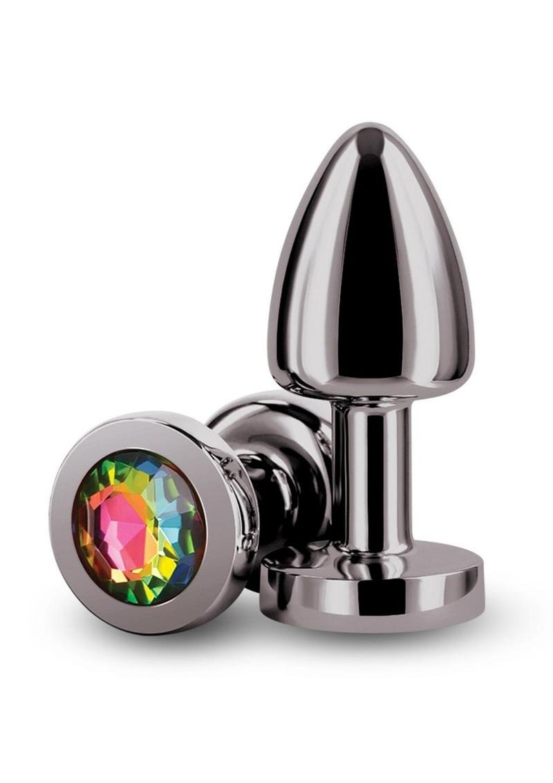 Rear Assets Aluminum Anal Plug - Petite - Grey/Gun Metal/Metal/Multicolor/Rainbow - XSmall