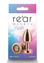 Load image into Gallery viewer, Rear Assets Aluminum Anal Plug - Petite - Metal/Multicolor/Rainbow/Rose Gold - XSmall
