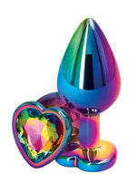 Load image into Gallery viewer, Rear Assets Multicolor Heart Anal Plug - Rainbow - Medium/Small
