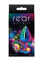 Load image into Gallery viewer, Rear Assets Multicolor Heart Anal Plug - Rainbow - Medium/Small

