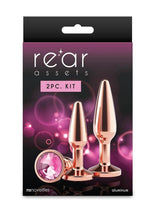 Load image into Gallery viewer, Rear Assets Tapered Trainer Chrome Plated Anal Plugs Kit - Rose Gold - 3pc/Set
