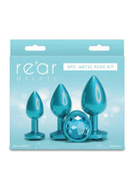 Load image into Gallery viewer, Rear Assets Tapered Trainer Chrome Plated Anal Plugs Kit - Teal - 3pc/Set