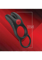 Load image into Gallery viewer, Red Dot Silicone Rechargeable Vibrating Cock Ring V1 with Remote Control - Black/Red
