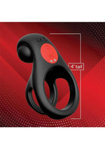 Load image into Gallery viewer, Red Dot Silicone Rechargeable Vibrating Cock Ring with Controller V2 - Black/Red
