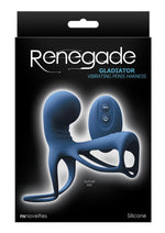 Load image into Gallery viewer, Renegade Gladiator Rechargeable Silicone Vibrating Penis Harness with Remote Control - Blue
