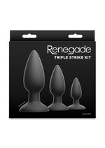Load image into Gallery viewer, Renegade Triple Strike Silicone Anal Plug Kit - Black - 3pc/Set