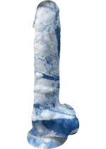 Load image into Gallery viewer, Rock Cocks Zeus Silicone Dildo - Blue/White - 7in
