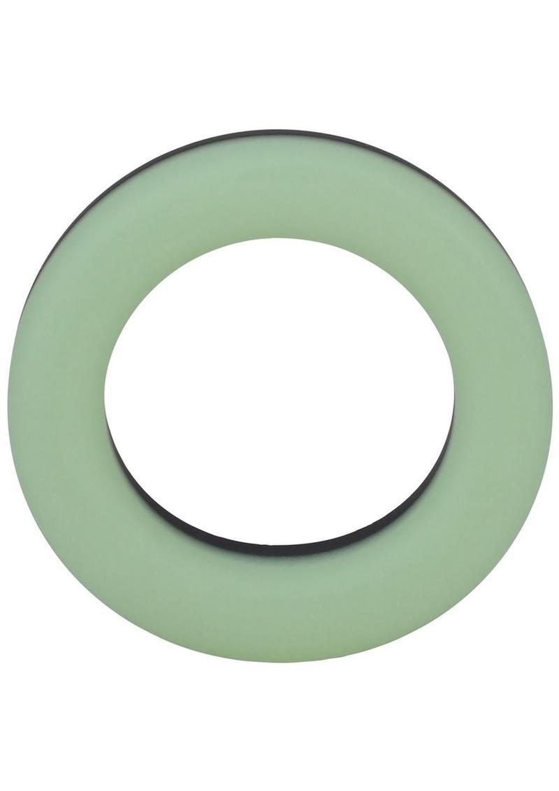 Rock Solid The Big O Glow In The Dark Silicone Cock Ring - Black/Glow In The Dark/Green